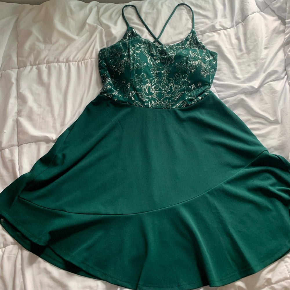 Green formal homecoming or grad dress